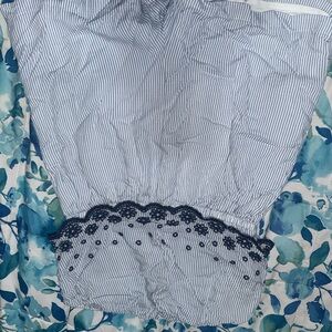 Striped Off-Shoulder Top with Lace Trim
